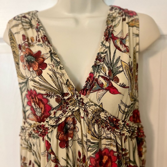 Free People Purple Haze Floral and Bird Print Tunic/ Mini Dress sz XS - Picture 5 of 8